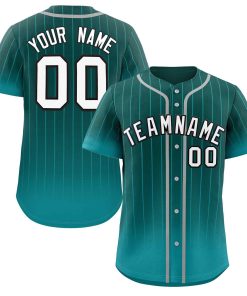 Custom Aqua white-Black Gradient Stripe Fashion Authentic Baseball Jersey