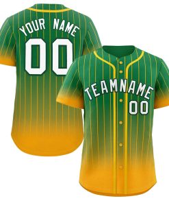 Custom Teal Yellow-White Gradient Stripe Fashion Authentic Baseball Jersey