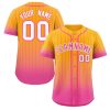 Custom Yellow Pink-White Gradient Stripe Fashion Authentic Baseball Jersey