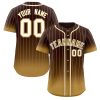 Custom Brown Old Gold-Cream Gradient Stripe Fashion Authentic Baseball Jersey
