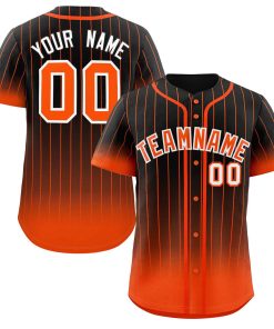 Custom Black Orange-White Gradient Stripe Fashion Authentic Baseball Jersey