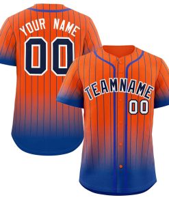 Custom Orange Royal-White Gradient Stripe Fashion Authentic Baseball Jersey