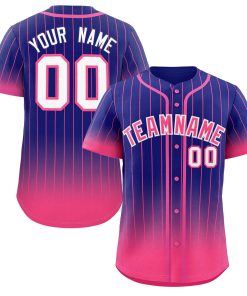 Custom Purple Pink-White Gradient Stripe Fashion Authentic Baseball Jersey