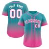 Custom Aqua Pink-White Gradient Stripe Fashion Authentic Baseball Jersey