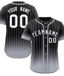 Custom Black Gray-White Gradient Stripe Fashion Authentic Baseball Jersey