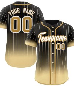Custom Black Khaki-White Gradient Stripe Fashion Authentic Baseball Jersey