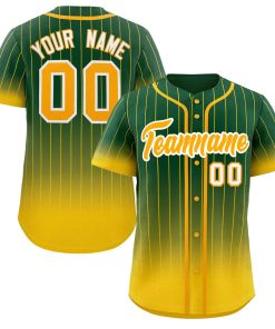 Custom Green Gold-White Gradient Stripe Fashion Authentic Baseball Jersey