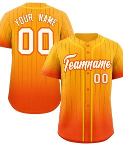 Custom Yellow Orange-White Gradient Stripe Fashion Authentic Baseball Jersey