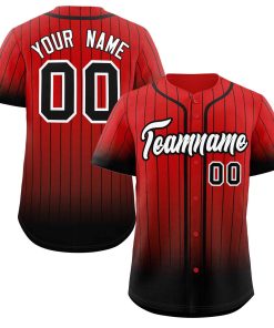 Custom Red Black-White Gradient Stripe Fashion Authentic Baseball Jersey