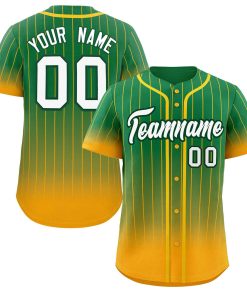 Custom Teal Yellow-White Gradient Stripe Fashion Authentic Baseball Jersey