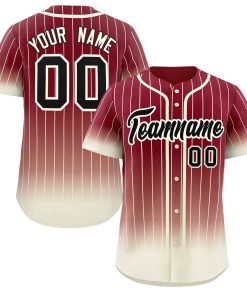 Custom Crimson Cream-Black Gradient Stripe Fashion Authentic Baseball Jersey