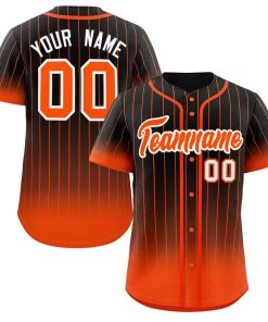 Custom Black Orange-White Gradient Stripe Fashion Authentic Baseball Jersey