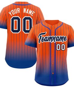 Custom Orange Royal-White Gradient Stripe Fashion Authentic Baseball Jersey