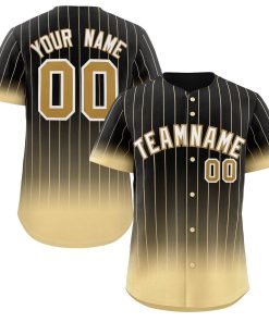 Custom Black Khaki-White Gradient Stripe Fashion Authentic Baseball Jersey