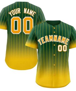Custom Green Gold-White Gradient Stripe Fashion Authentic Baseball Jersey