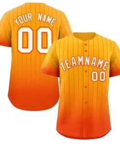 Custom Yellow Orange-White Gradient Stripe Fashion Authentic Baseball Jersey
