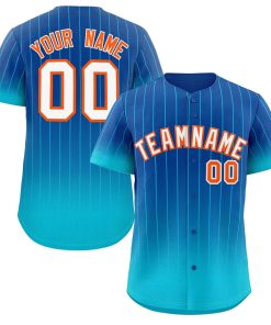 Custom Royal Sky Blue-Orange Gradient Stripe Fashion Authentic Baseball Jersey