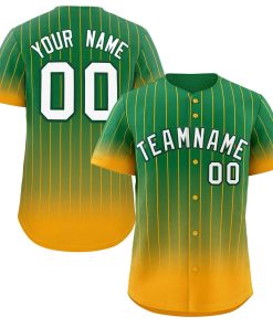 Custom Teal Yellow-White Gradient Stripe Fashion Authentic Baseball Jersey
