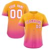 Custom Yellow Pink-White Gradient Stripe Fashion Authentic Baseball Jersey