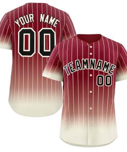 Custom Crimson Cream-Black Gradient Stripe Fashion Authentic Baseball Jersey