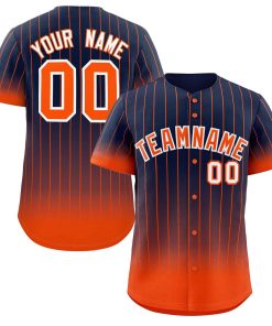 Custom Navy Orange-White Gradient Stripe Fashion Authentic Baseball Jersey
