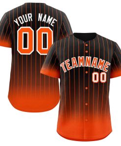 Custom Black Orange-White Gradient Stripe Fashion Authentic Baseball Jersey