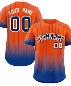 Custom Orange Royal-White Gradient Stripe Fashion Authentic Baseball Jersey