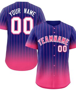 Custom Purple Pink-White Gradient Stripe Fashion Authentic Baseball Jersey