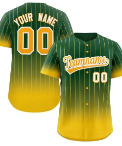 Custom Green Gold-White Gradient Stripe Fashion Authentic Baseball Jersey