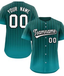 Custom Aqua white-Black Gradient Stripe Fashion Authentic Baseball Jersey