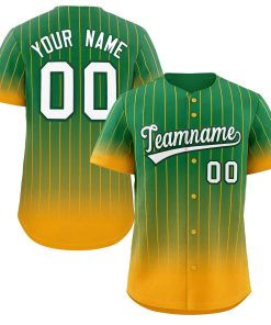 Custom Teal Yellow-White Gradient Stripe Fashion Authentic Baseball Jersey