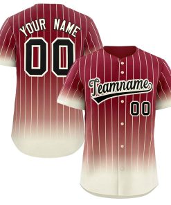 Custom Crimson Cream-Black Gradient Stripe Fashion Authentic Baseball Jersey