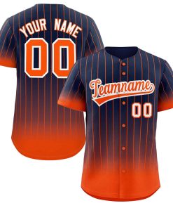 Custom Navy Orange-White Gradient Stripe Fashion Authentic Baseball Jersey