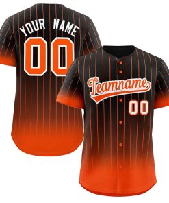 Custom Black Orange-White Gradient Stripe Fashion Authentic Baseball Jersey