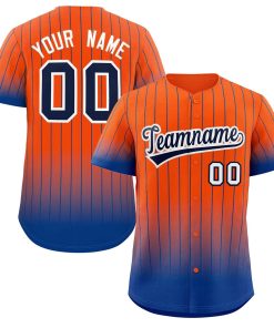 Custom Orange Royal-White Gradient Stripe Fashion Authentic Baseball Jersey