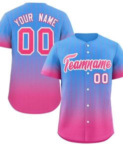 Custom Powder Blue Pink-White Gradient Stripe Fashion Authentic Baseball Jersey