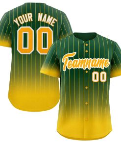 Custom Green Gold-White Gradient Stripe Fashion Authentic Baseball Jersey