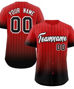 Custom Red Black-White Gradient Stripe Fashion Authentic Baseball Jersey
