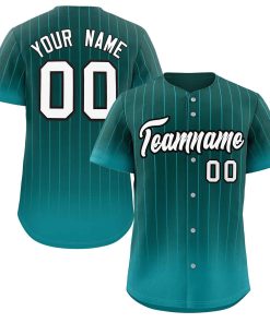 Custom Aqua white-Black Gradient Stripe Fashion Authentic Baseball Jersey