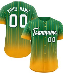 Custom Teal Yellow-White Gradient Stripe Fashion Authentic Baseball Jersey
