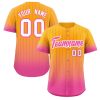 Custom Yellow Pink-White Gradient Stripe Fashion Authentic Baseball Jersey