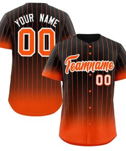 Custom Black Orange-White Gradient Stripe Fashion Authentic Baseball Jersey