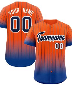 Custom Orange Royal-White Gradient Stripe Fashion Authentic Baseball Jersey