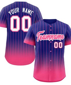 Custom Purple Pink-White Gradient Stripe Fashion Authentic Baseball Jersey