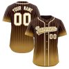 Custom Brown Old Gold-Cream Gradient Stripe Fashion Authentic Baseball Jersey