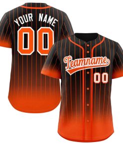 Custom Black Orange-White Gradient Stripe Fashion Authentic Baseball Jersey