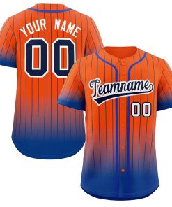 Custom Orange Royal-White Gradient Stripe Fashion Authentic Baseball Jersey