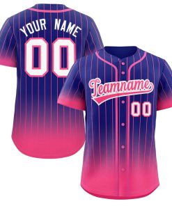 Custom Purple Pink-White Gradient Stripe Fashion Authentic Baseball Jersey