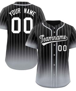 Custom Black Gray-White Gradient Stripe Fashion Authentic Baseball Jersey