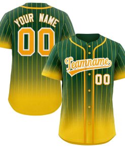 Custom Green Gold-White Gradient Stripe Fashion Authentic Baseball Jersey